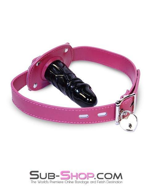 9054DL-SIS Sissy Boi Deep Throat Sex Bomb Cross-Dressing Sissy Pink Locking 4" Long Rubber Penis Gag - Image 3