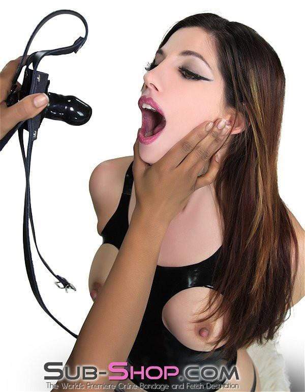 3465A-SIS      Sissy Boi Slut Femdom Training Accessory Black Leather Penis Gag Trainer - Image 15