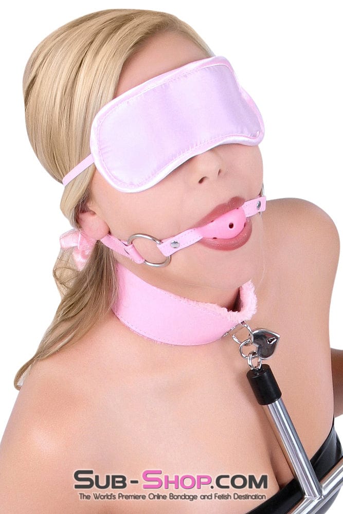 8923DL-SIS Sissy Bondage Female Domination Basic Accessory Pink Satin Blindfold - Image 11