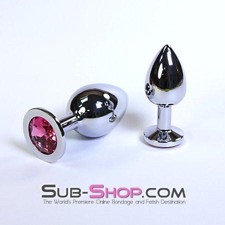 2309HS-SIS Sissy Boy Chromed Steel Crystal Anal Plug, Small Plug, Fuchsia Crystal - Image 5