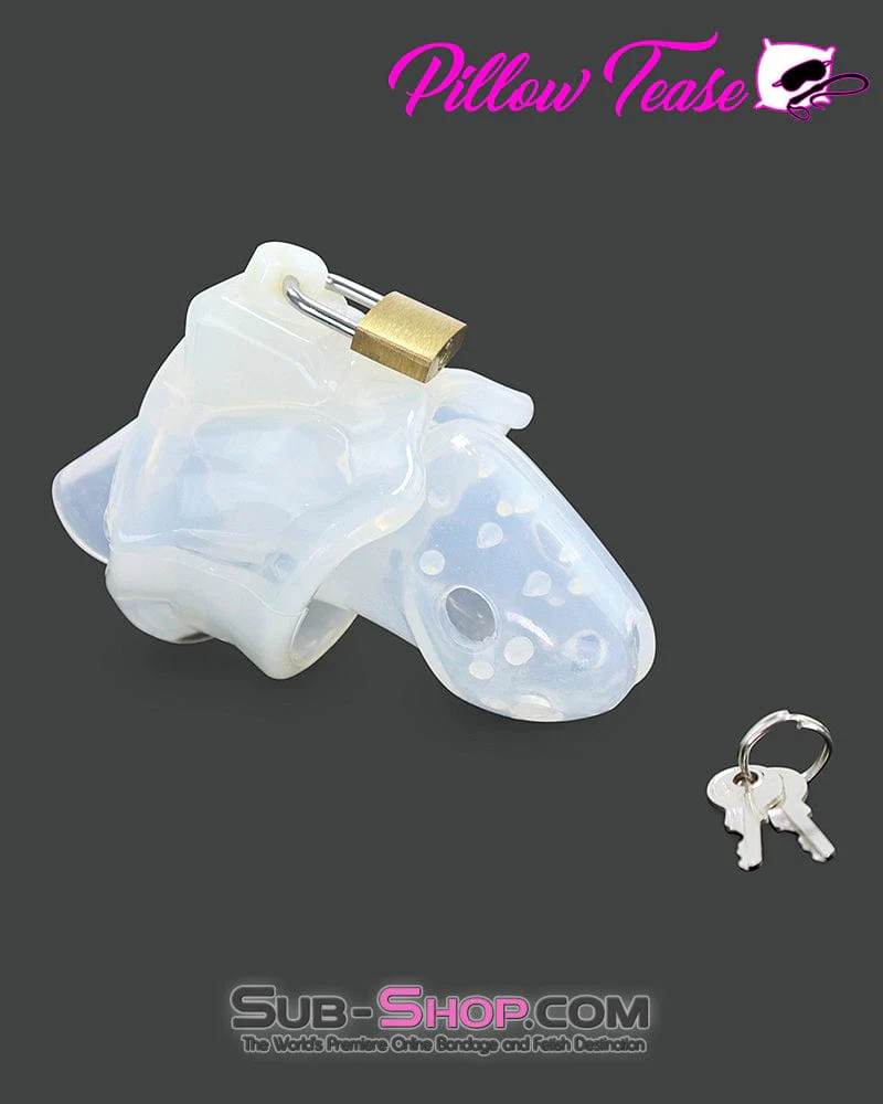 2622AR-SIS      Sissy Boy Spiked Locking Silicone Chastity Cage with Ball Stretching Cock Ring - Image 3