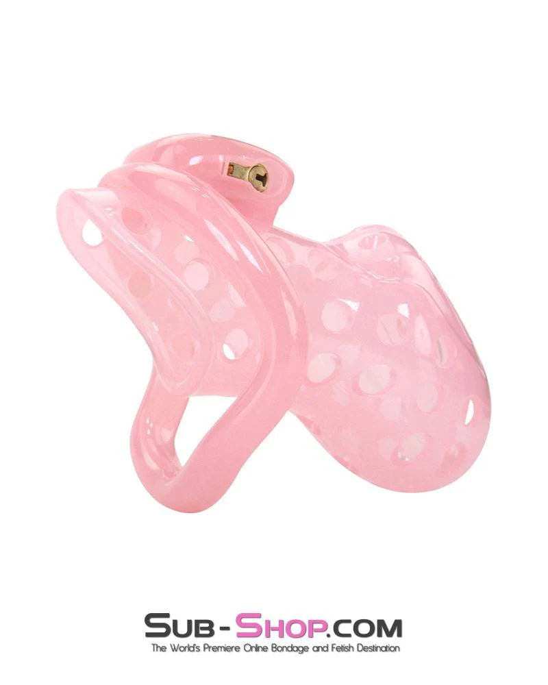 1432AR Sissy Boy Toy Pink High Security Pin Tumbler Locking Cock Cage Chastity - MEGA Deal - Image 6