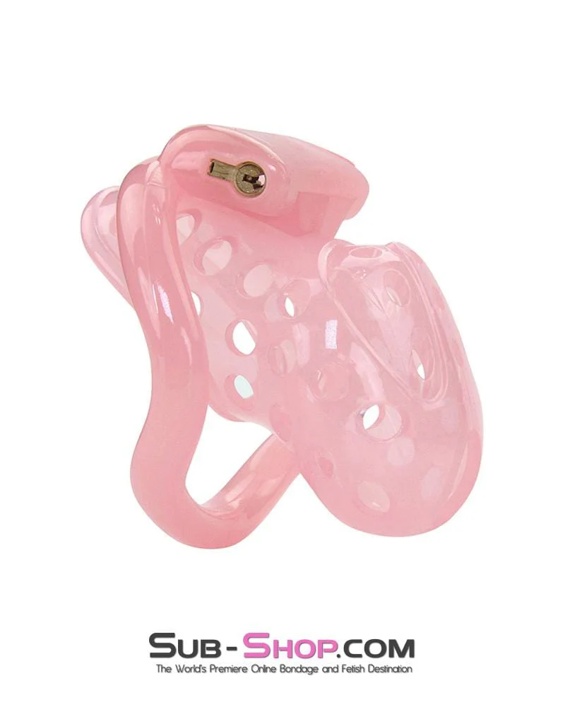 1480AR Sissy Boy Toy Pink Short High Security Pin Tumbler Locking Cock Cage Chastity - MEGA Deal