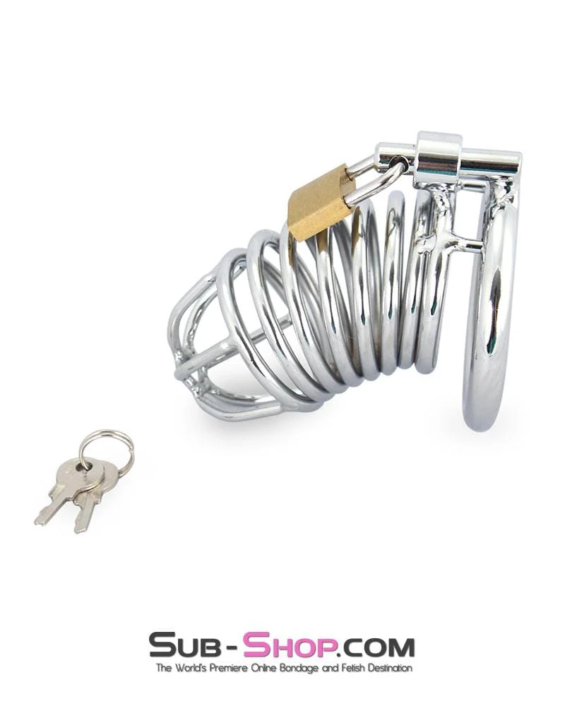 3749M-SIS Sissy Cock Blocker Locking Steel Tease and Torment Chastity Cock Cage
