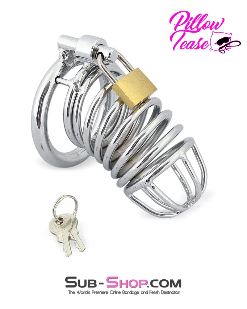 3749M-SIS Sissy Cock Blocker Locking Steel Tease and Torment Chastity Cock Cage - Image 10