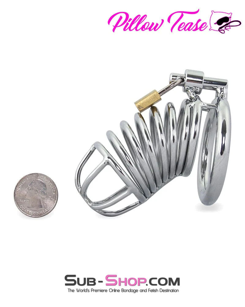3749M-SIS Sissy Cock Blocker Locking Steel Tease and Torment Chastity Cock Cage - Image 12