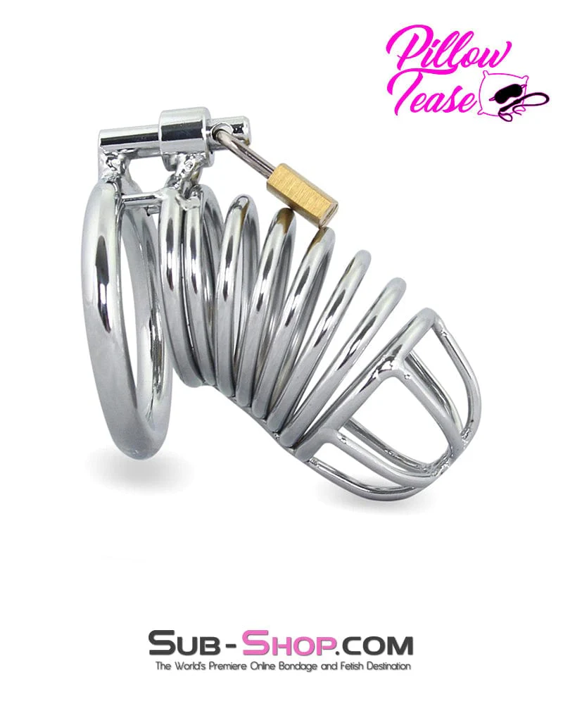 3749M-SIS Sissy Cock Blocker Locking Steel Tease and Torment Chastity Cock Cage - Image 8