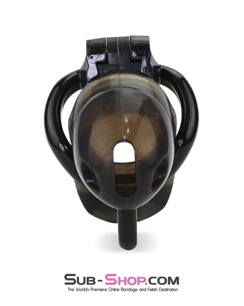 1348AR-SIS      Sissy Cuckhold Short Black Cock Blocker Silicone Locking Male Chastity with Ball Divider - Image 8