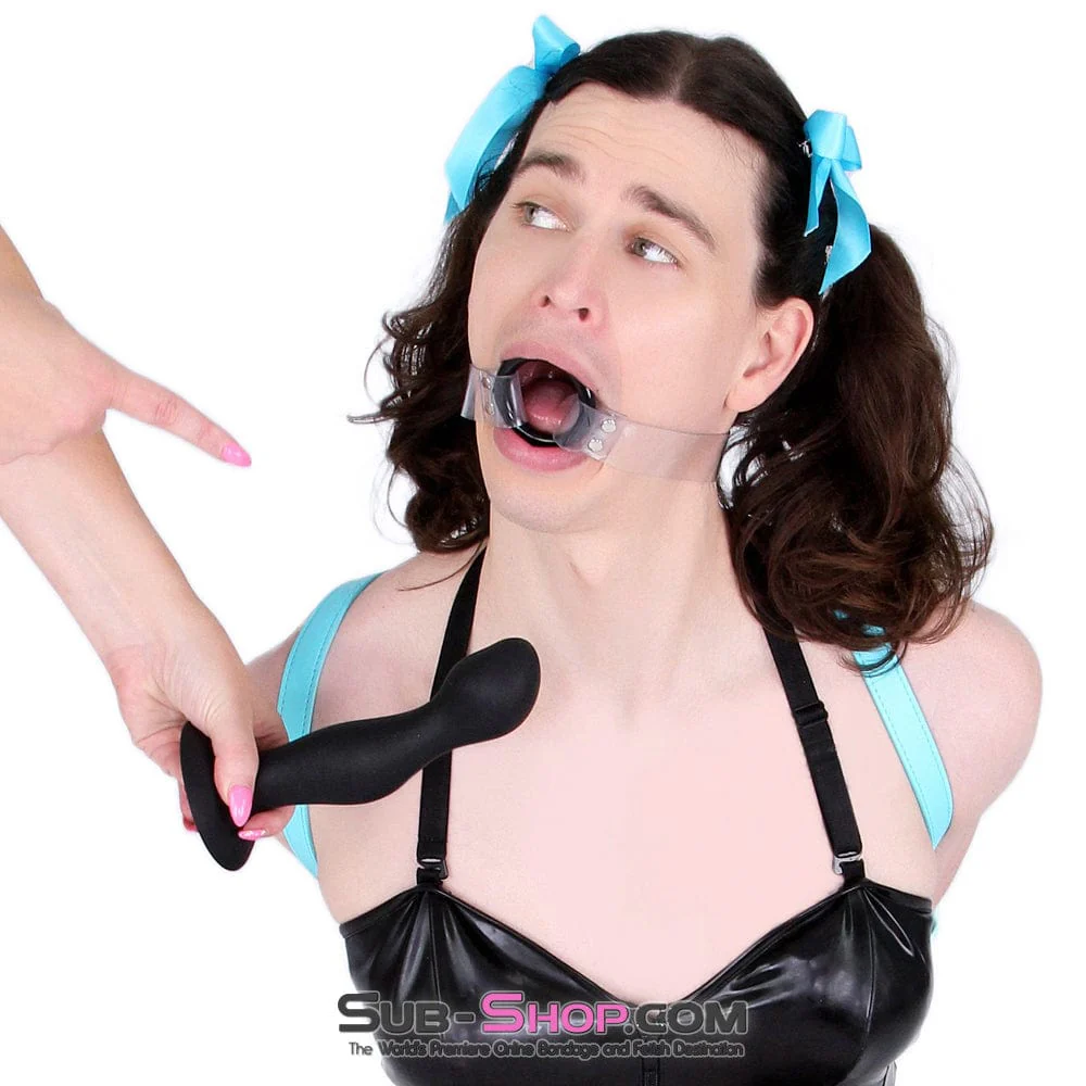 3437M-SIS      Sissy Doll 7" Black Silicone Dildo Plug with Rolling Vibro Balls Inside