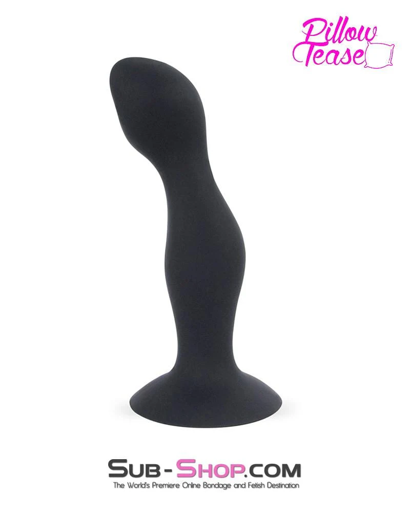 3437M-SIS      Sissy Doll 7" Black Silicone Dildo Plug with Rolling Vibro Balls Inside - Image 2
