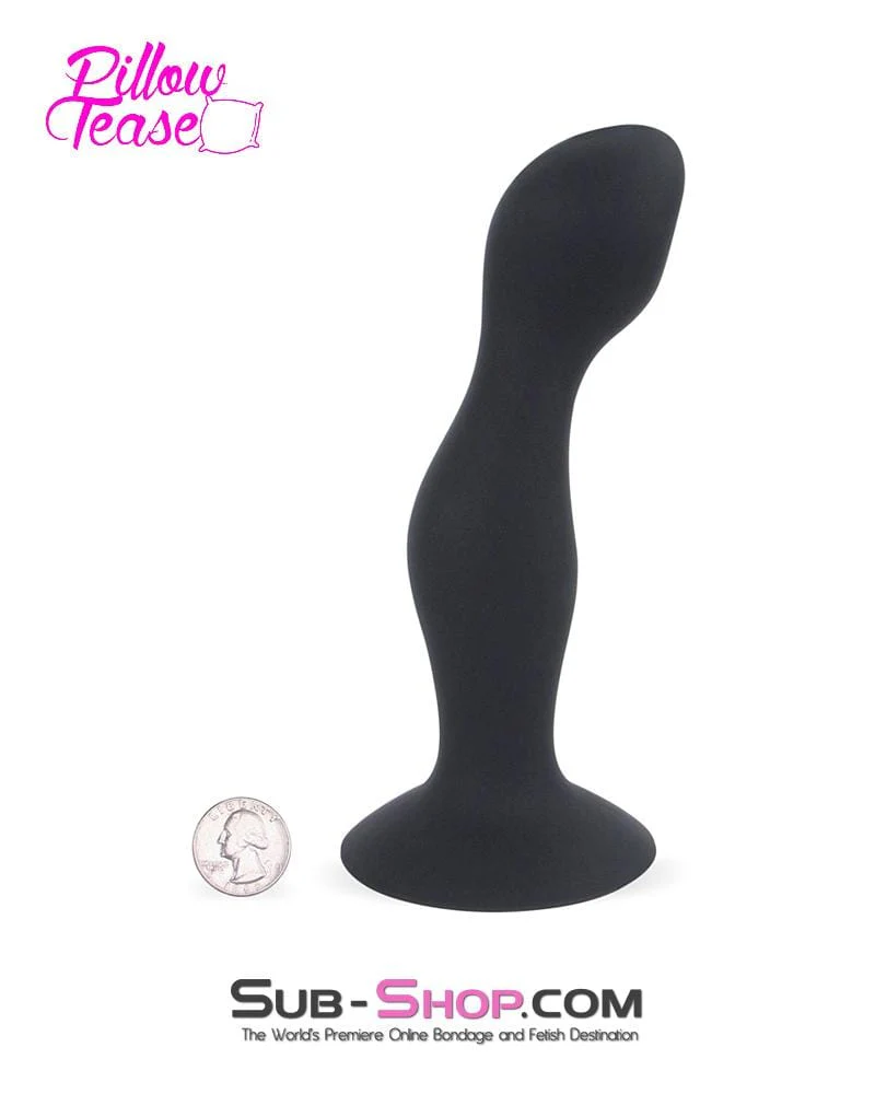 3437M-SIS      Sissy Doll 7" Black Silicone Dildo Plug with Rolling Vibro Balls Inside - Image 4