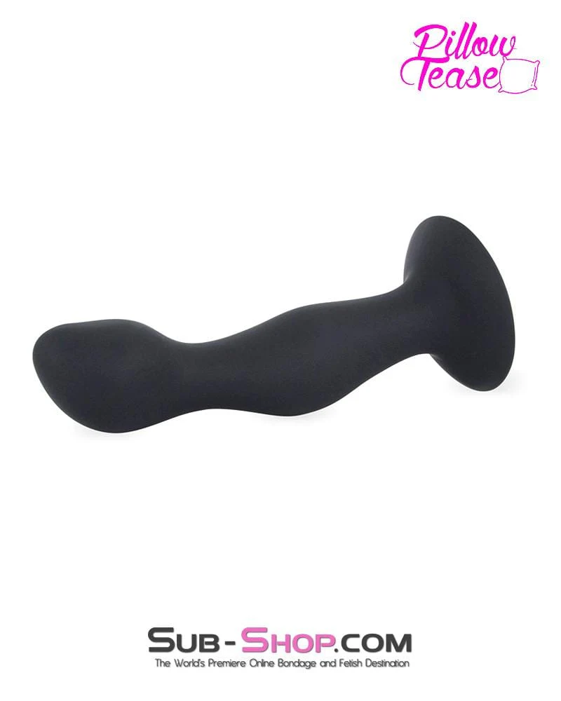 3437M-SIS      Sissy Doll 7" Black Silicone Dildo Plug with Rolling Vibro Balls Inside - Image 6