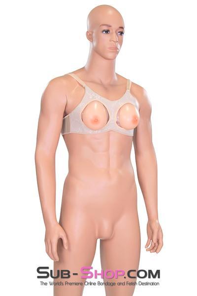 9869RS-SIS      Sissy Feminization Sissy Submissive Lola Pretty Silicone Breast and Nipples Chest Form Enhancers with Open Cup Bra, B Cup - Image 10