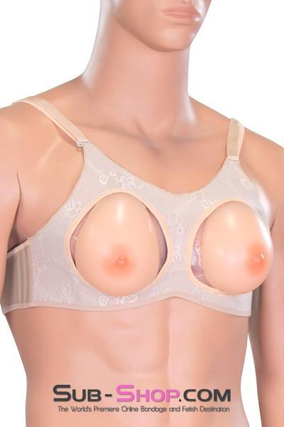 9869RS-SIS      Sissy Feminization Sissy Submissive Lola Pretty Silicone Breast and Nipples Chest Form Enhancers with Open Cup Bra, B Cup - Image 3