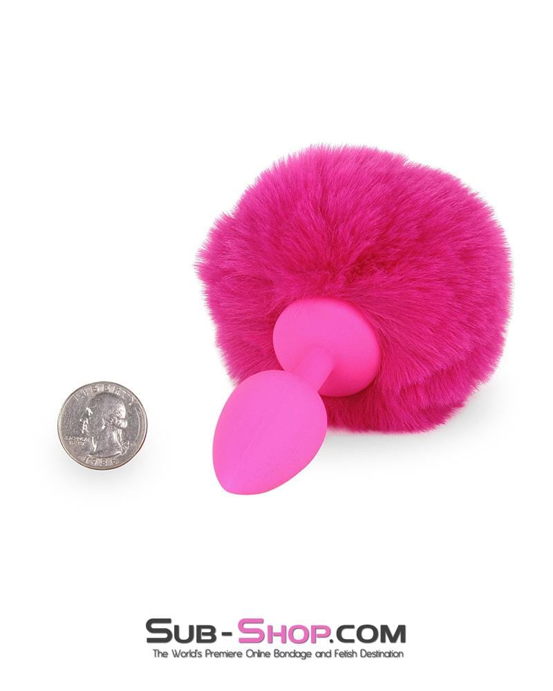3717M-SIS      Sissy Hop Pink Powder Puff Bunny Tail, Small Pink Silicone Plug - Image 12