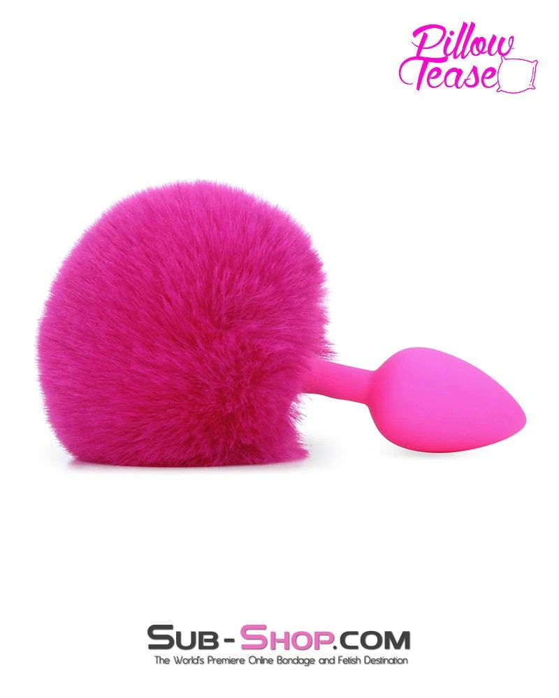 3717M-SIS      Sissy Hop Pink Powder Puff Bunny Tail, Small Pink Silicone Plug - Image 5