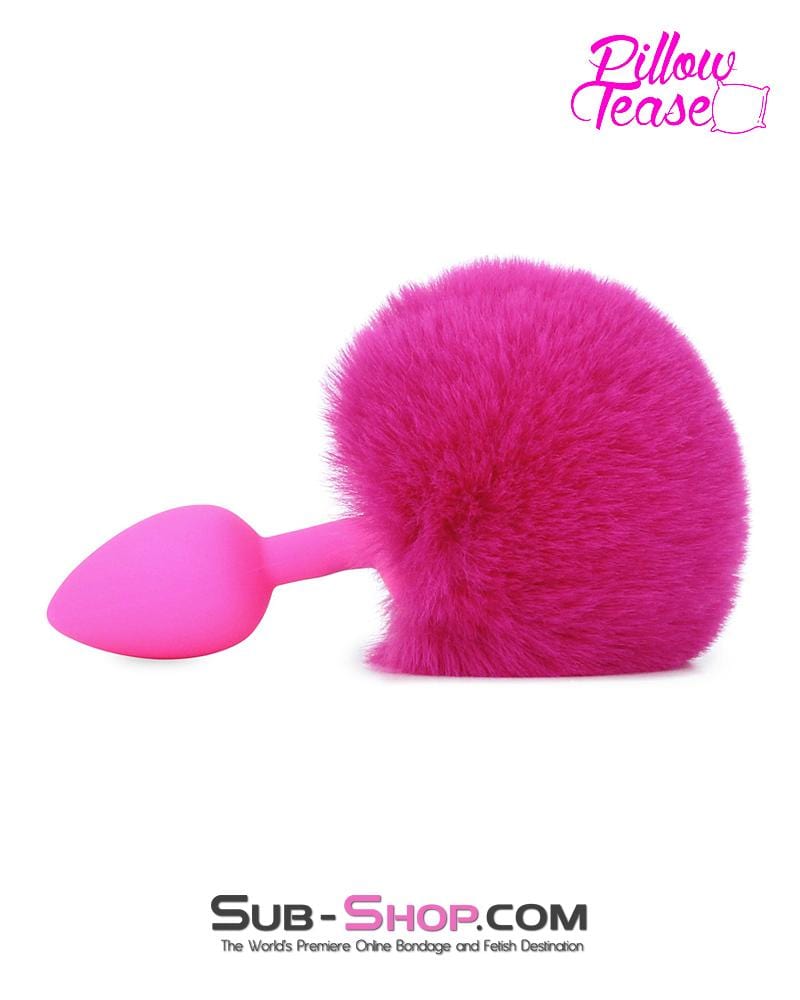 3717M-SIS      Sissy Hop Pink Powder Puff Bunny Tail, Small Pink Silicone Plug - Image 9