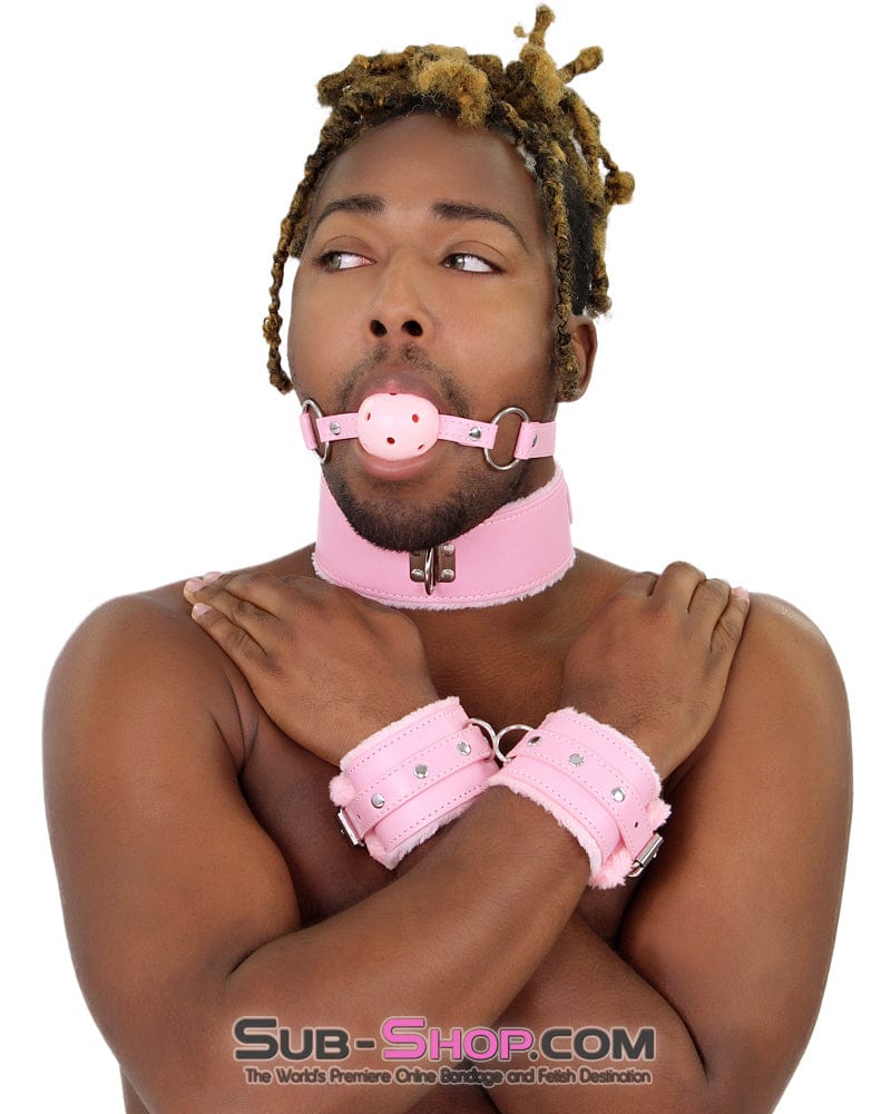 2356MQ-SIS      Sissy Princess Pink Fur Lined Wrist Bondage Cuffs