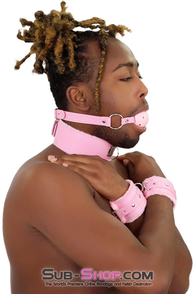 2356MQ-SIS      Sissy Princess Pink Fur Lined Wrist Bondage Cuffs - Image 5