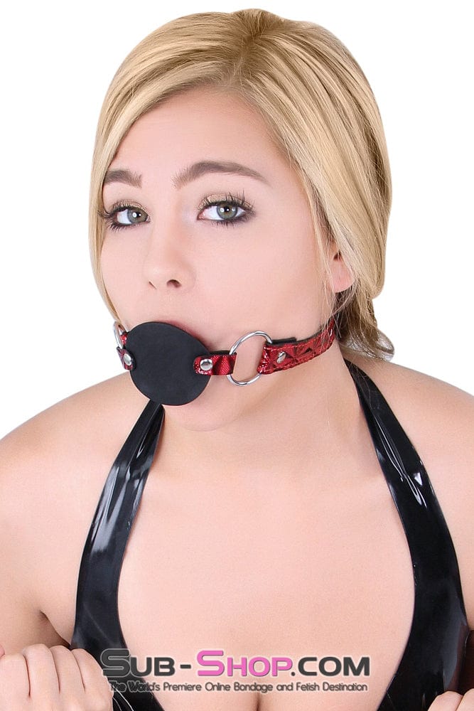 7944DL-SIS      Sissy Princess Rough Sex Silicone Penis Gag with Locking Red Mistress Sessions Diamond Strap - Image 10
