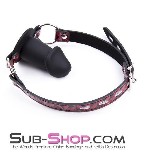 7944DL-SIS      Sissy Princess Rough Sex Silicone Penis Gag with Locking Red Mistress Sessions Diamond Strap - Image 2