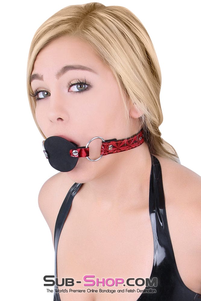 7944DL-SIS      Sissy Princess Rough Sex Silicone Penis Gag with Locking Red Mistress Sessions Diamond Strap - Image 8