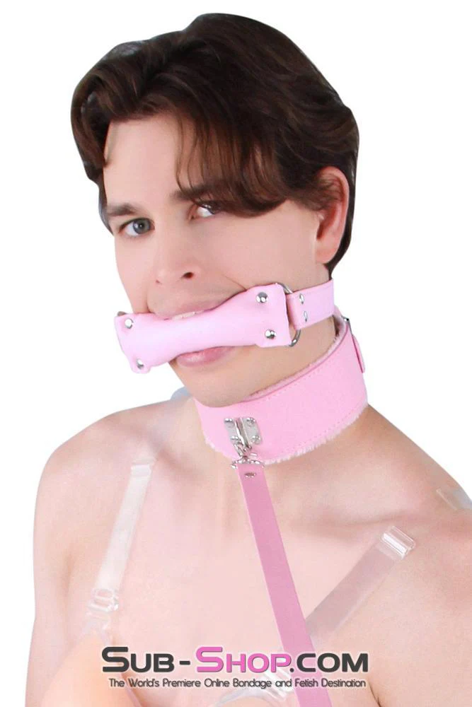 8956DL-SIS      Sissy Slave Harlot Sissy Hypnosis Stuffed Pink Bit Gag - Image 10