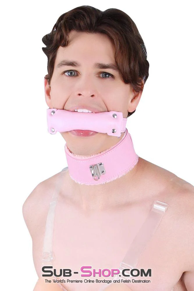 8956DL-SIS      Sissy Slave Harlot Sissy Hypnosis Stuffed Pink Bit Gag - Image 14