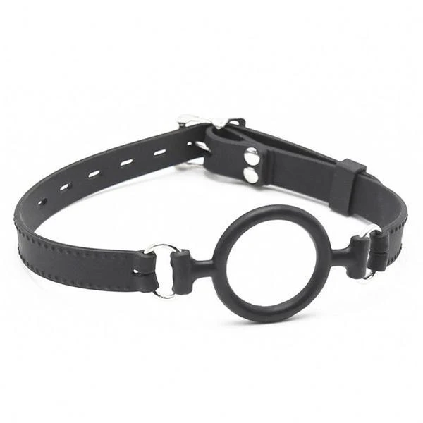 0806M-SIS    Sissy Slave Minx Sissy Submissive Locking 2" Wide Black Silicone Comfort Ring Gag - Image 27