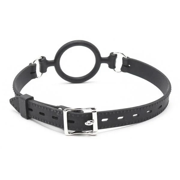 0806M-SIS    Sissy Slave Minx Sissy Submissive Locking 2" Wide Black Silicone Comfort Ring Gag - Image 3