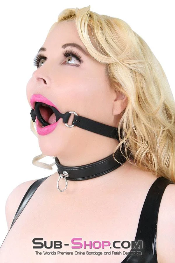 0806M-SIS    Sissy Slave Minx Sissy Submissive Locking 2" Wide Black Silicone Comfort Ring Gag - Image 8