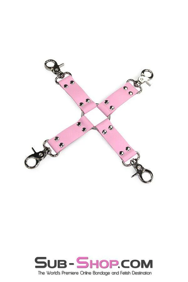 9813M-SIS Sissy Slave Pink Hogtie Straps & Clips Set - Image 4