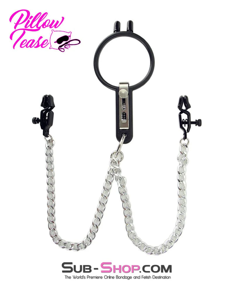 2702M-SIS Sissy Slave Vixen Open Wide and Take It Mouth Spreader Dominant Female Gag with Nipple Clamps Set - Image 12
