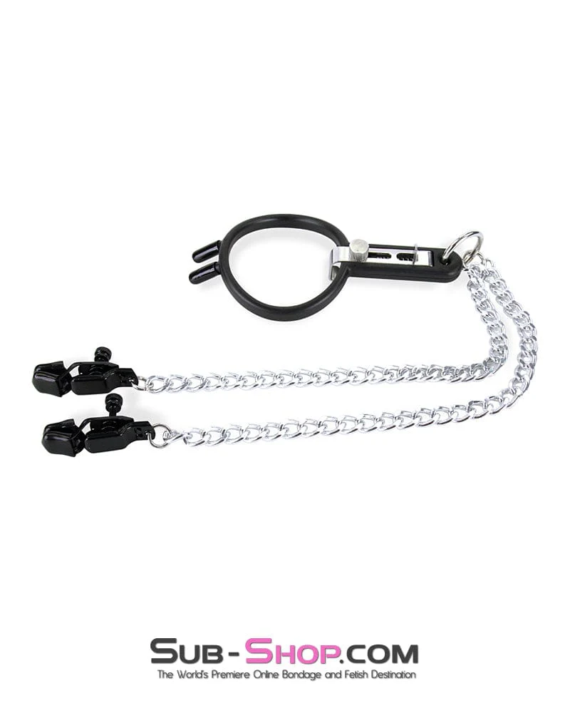 2702M-SIS Sissy Slave Vixen Open Wide and Take It Mouth Spreader Dominant Female Gag with Nipple Clamps Set - Image 5