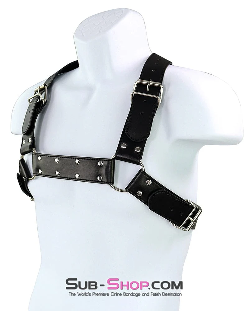 0559DL Man's Wide Buckling Bondage Chest Harness - Image 2