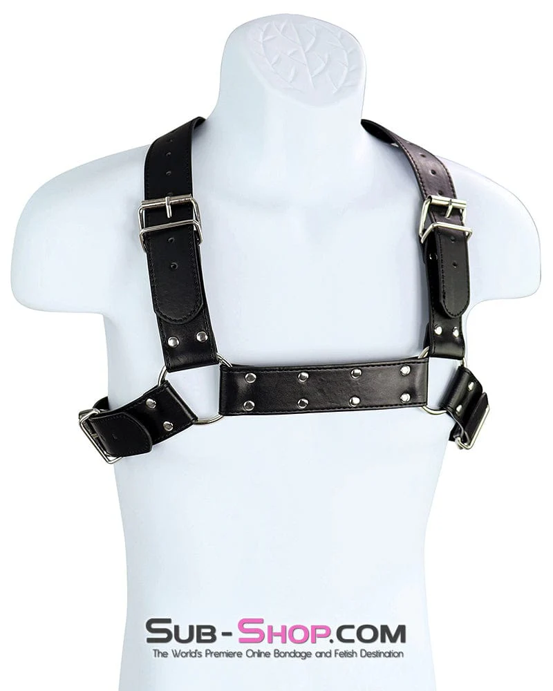 0559DL Man's Wide Buckling Bondage Chest Harness - Image 4