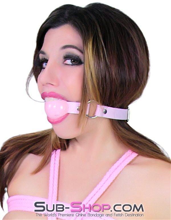 7053A-SIS Sissy Submissive Pretty Princess's Submission Pink Leather Ballgag - Image 2