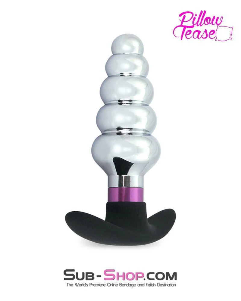 0381E-SIS      Sissy Trainer Ripple Purple and Polished Aluminum Butt Plug with Silicone Base - Image 4