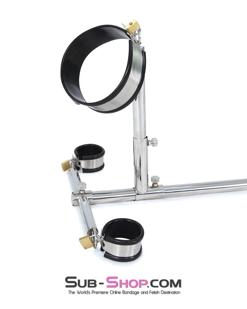 9968M Slave Stockade with Stainless Steel + Rubber Cuffs and Dildo Set – Large / Extra Large Size - Image 8