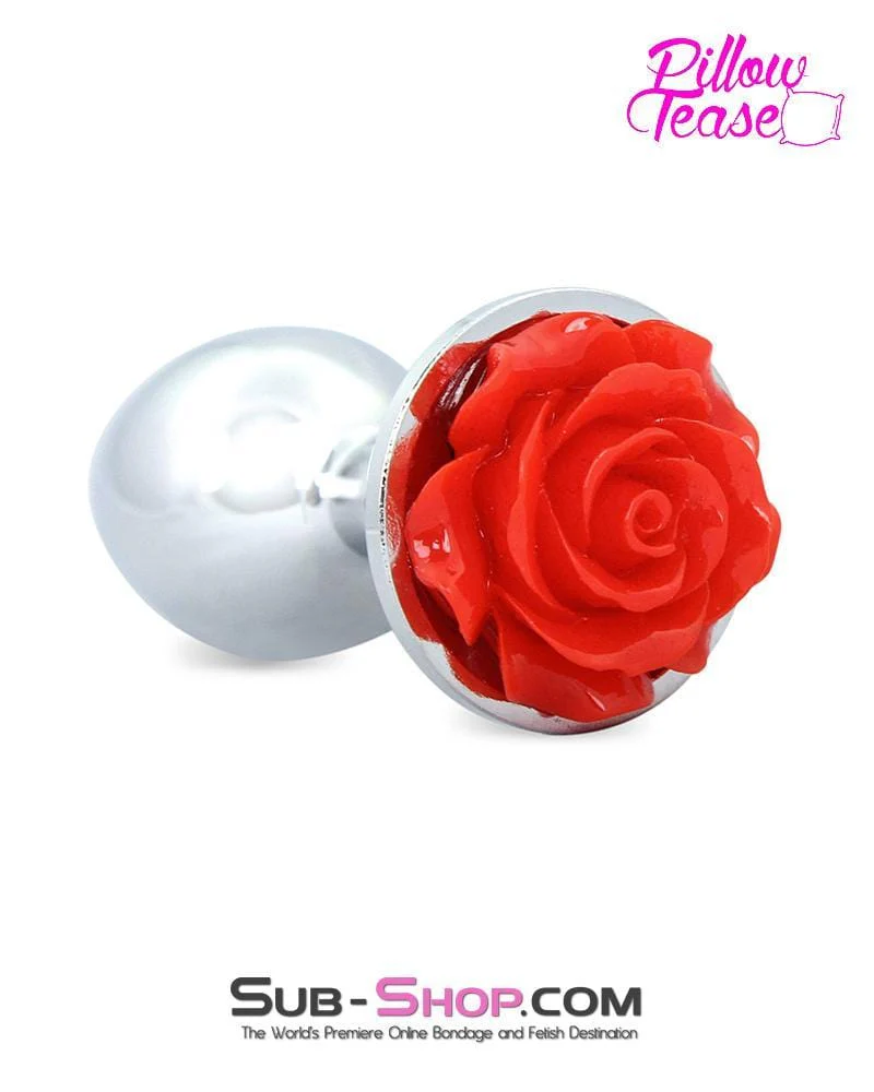 0494E Small Red Rose Base Chrome Anal Plug š„ FINAL CLEARANCE ā Last Chance! - Image 3
