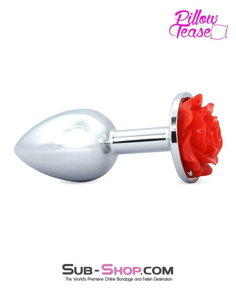 0494E Small Red Rose Base Chrome Anal Plug š„ FINAL CLEARANCE ā Last Chance! - Image 4