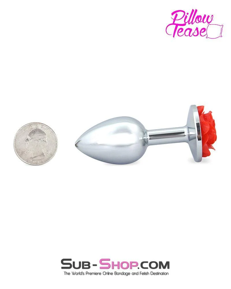 0494E Small Red Rose Base Chrome Anal Plug š„ FINAL CLEARANCE ā Last Chance! - Image 7