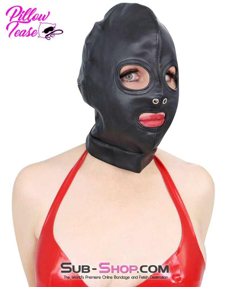 2772M Soft Leatherette Open Mouth and Eyes Lacing Hood - MEGA Deal! - Image 4