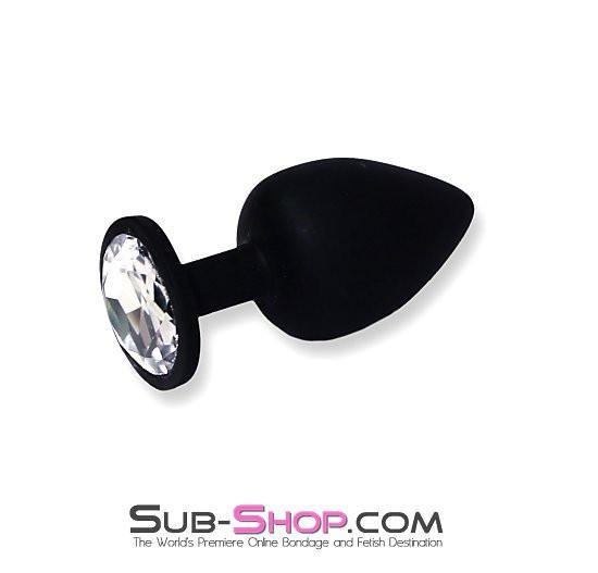 8866MH      Soft Silicone Butt Plug with Crystal Tip, Large Plug Rhinestone Crystal - Image 3