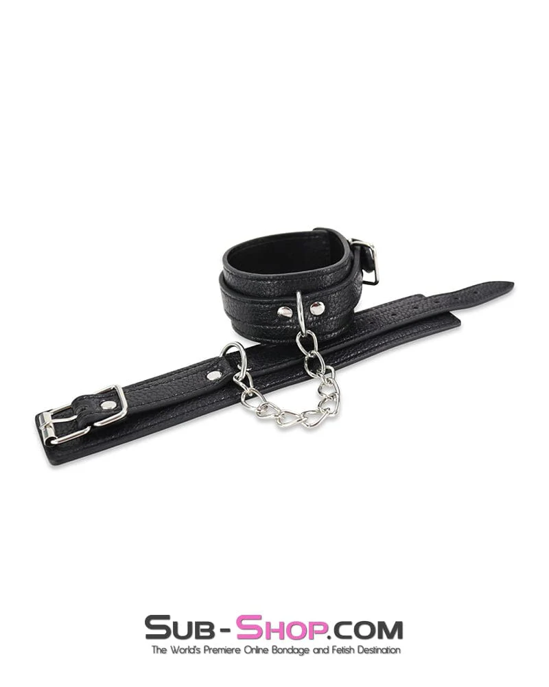 0802DL      Soft Vegan Leather Wrist or Ankle Bondage Cuffs with Chain - Image 7
