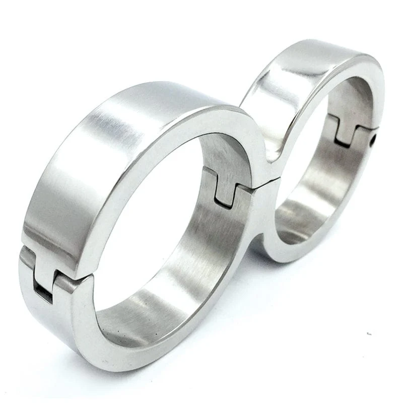 3805M Solid Cuffs Stainless Steel Bondage Handcuffs, Small / Medium - Image 2