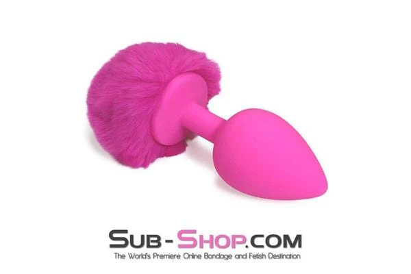 4451M      Somebunny Loves You Pink Powder Puff Bunny Tail, Large Pink Silicone Plug - LAST CHANCE - Final Closeout! - Image 2