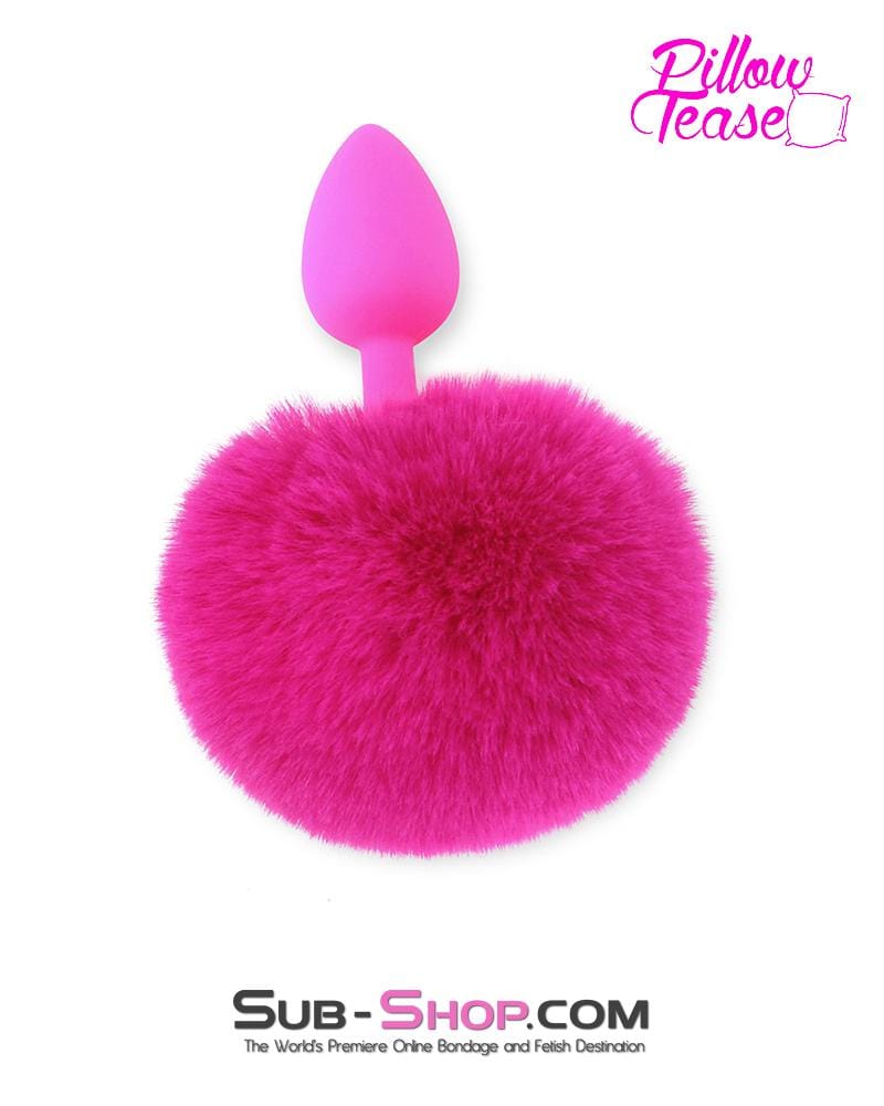 3717M      Somebunny Loves You Pink Powder Puff Bunny Tail, Small Pink Silicone Plug - Image 8