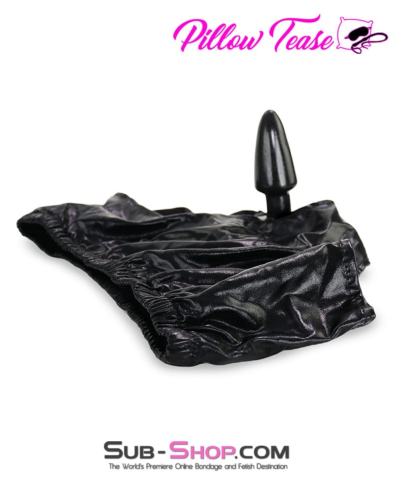 3499DL-SIS Spandex Butt Plug Panty Sissy with Large Black Anal Plug - Image 3