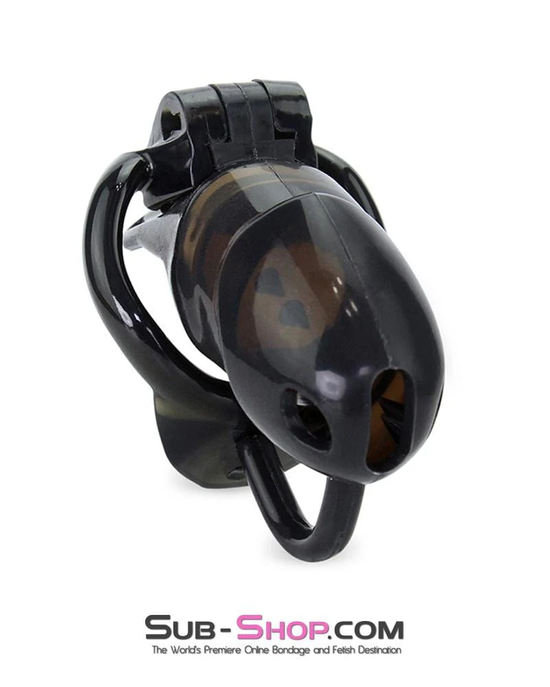 1387AR      Spiked Long Black Cock Blocker Silicone Locking Male Chastity with Ball Divider - Image 3